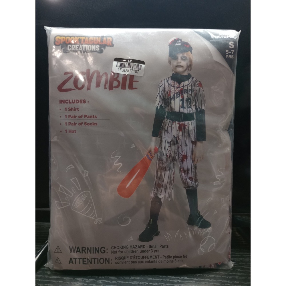 Spooktacular Creations Zombie Baseball Player Costume Kids Size Small 5-7...